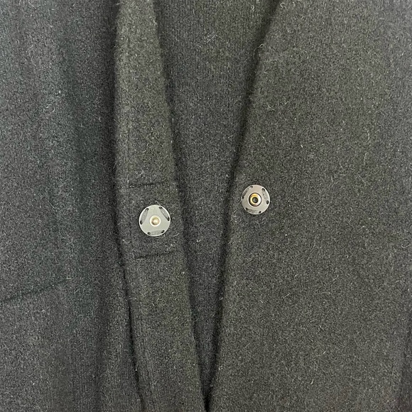 VINCE Wool Alpaca Blend Collarless Snap Button Cardigan Sweater Black Sz Medium - Picture 7 of 10